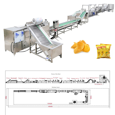 SUS304 200 kg/h Linha de produção de batatas fritas aquecimento a diesel